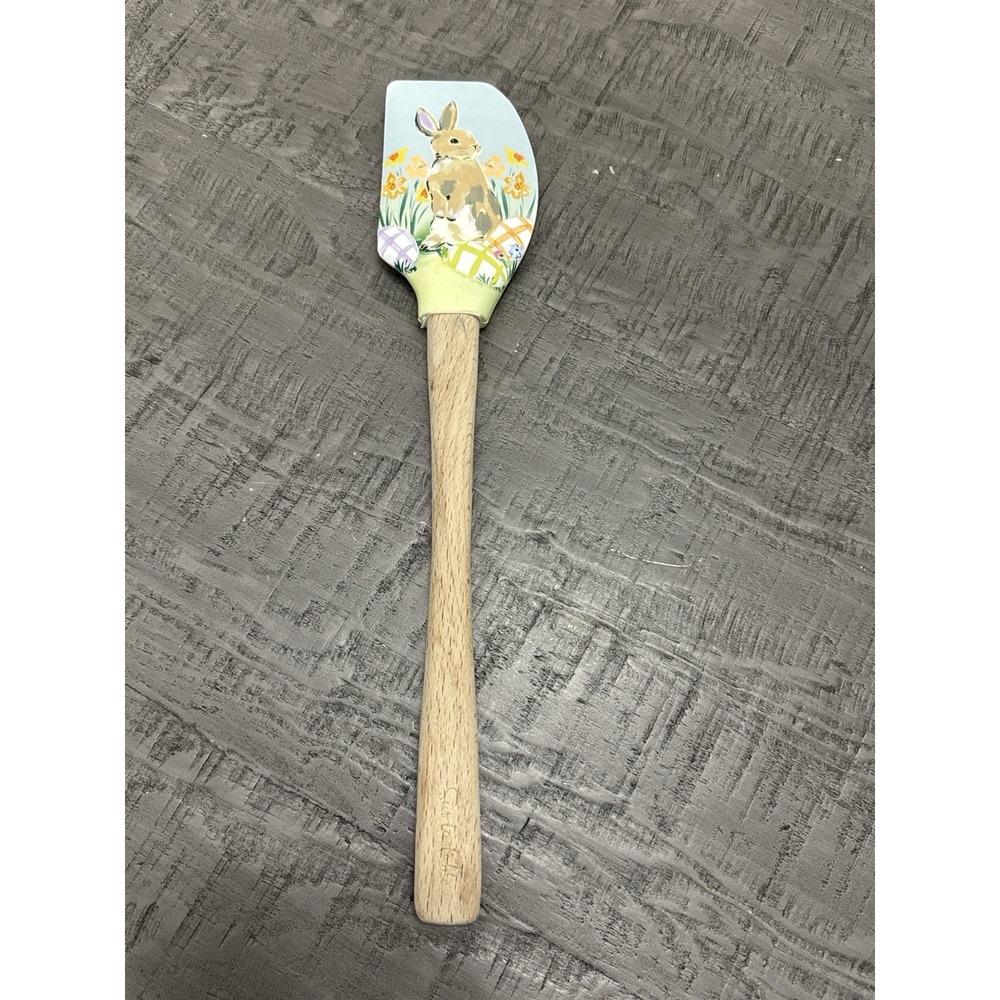 Sur La‎ Table Tovolo Spatulart Easter Bunny Silicone Spatula Wood Handle NWOT